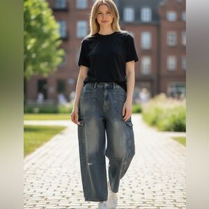 Oli & Hali Mineral Washed Wide Leg Barrel Jeans XL